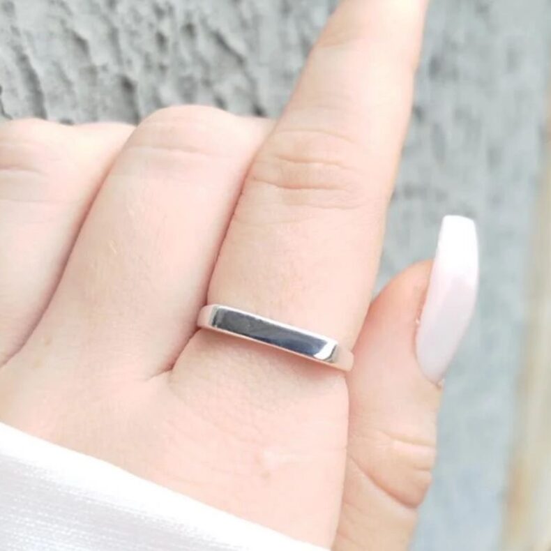 Anel Quadrado em Aço Inoxidável