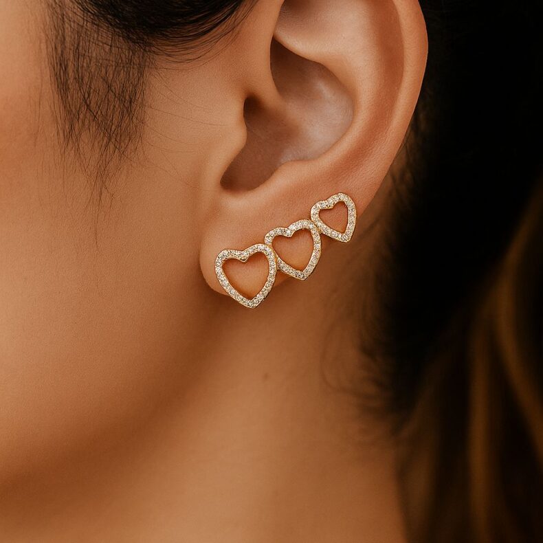 Trio de Brincos - Coração Vazado