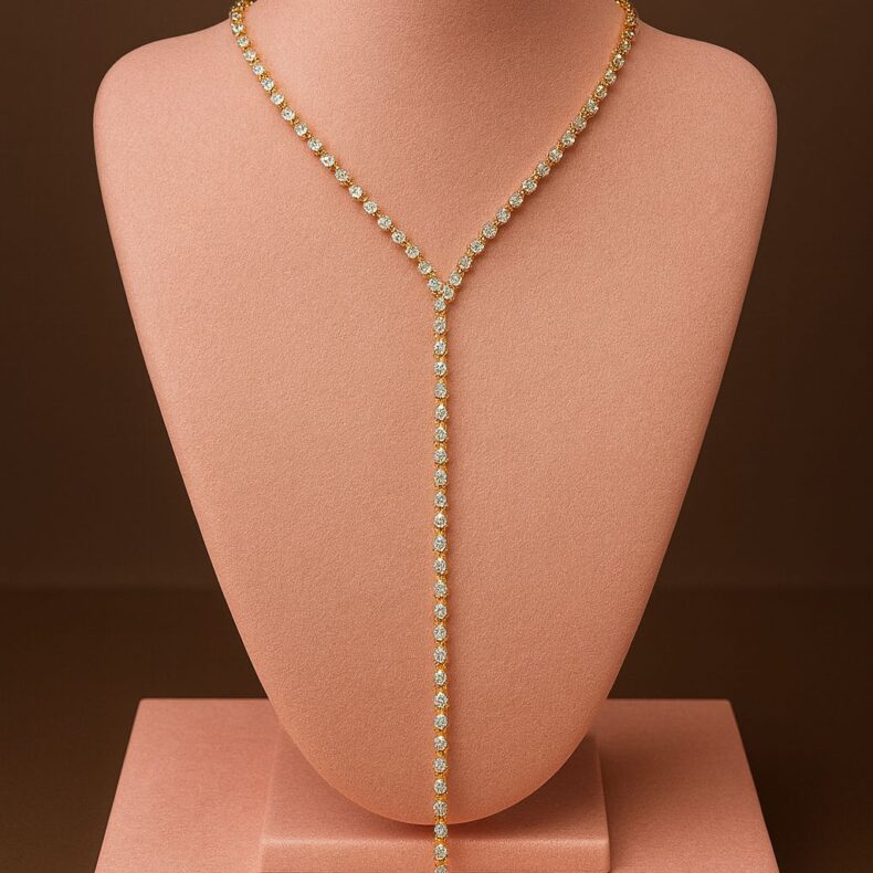 Colar Gravata Zircônia