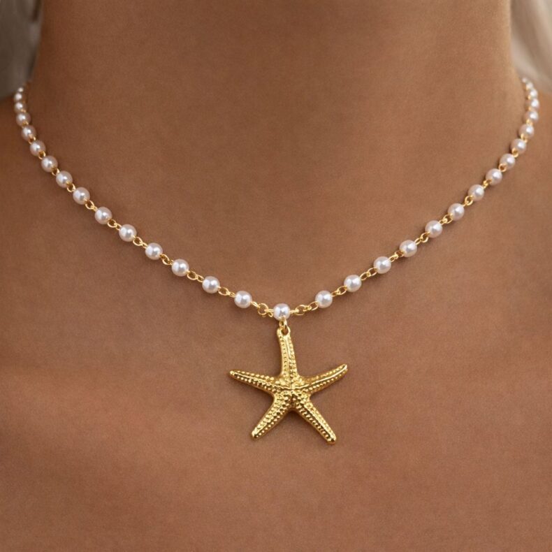 choker Estrela Com Pérola